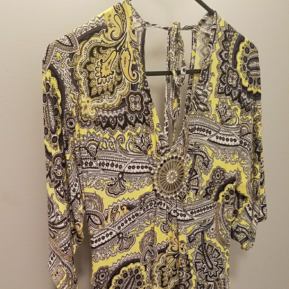 VENUS Yellow and Blue Paisley Dress
